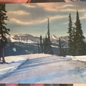 Mooie antieke linnen ansichtkaart van de top van Monarch Pass, Highway 50, die Colorado verbindt met Arkansas