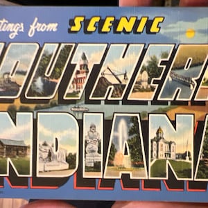 Carte postale en lin antique cool des vœux du pittoresque sud de l’Indiana