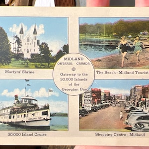 Lindo cartão postal de linho antigo de Midland, Ontário, Canadá