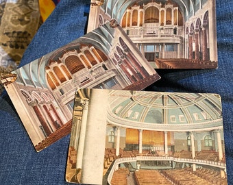 3 Beautiful Antique Colorized Postcards of the Interior of First Presbyterian Church and Organ  in Seattle, Washington