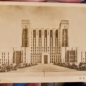 Bella cartolina fotografica reale RPPC antica in bianco e nero dell'ospedale navale degli Stati Uniti a Filadelfia, in Pennsylvania