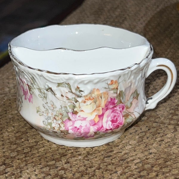 Beautiful Small Antique Shaving Mug with Pink & Yellow Roses