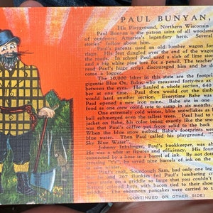 Wunderschöne Antikes Leinen Paul Bunyan Sahara Postkarte