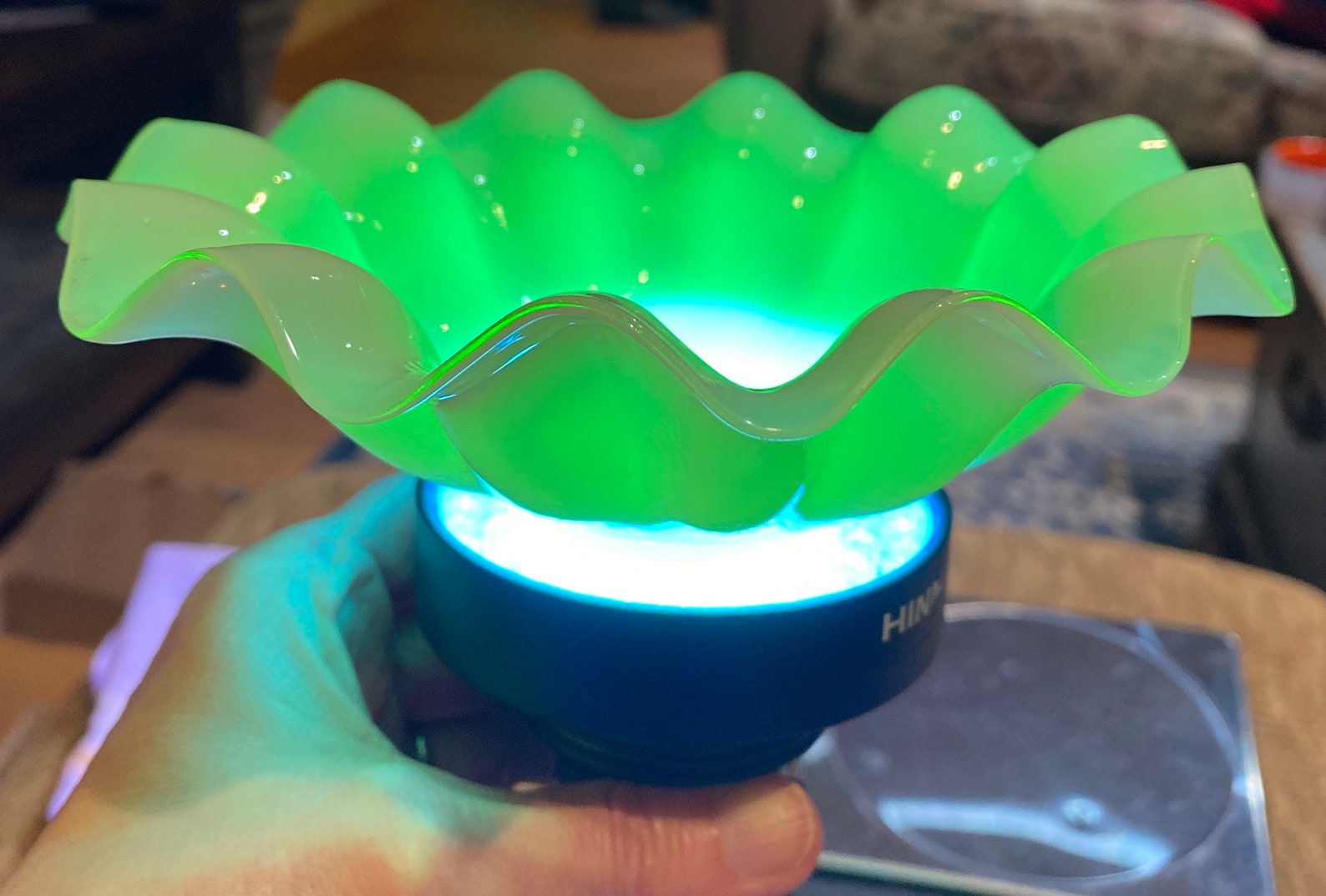 Stunning Ruffled Antique Uranium Glass Candy Dish 61/4 Etsy