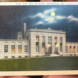 Schöne Antike Leinen Postkarte des Rathauses in Gainesville, Georgia