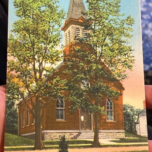 Schöne Antike Leinen Postkarte der St Bridget es Church in Leeds, New York