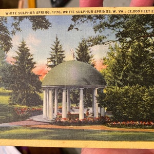 Schöne Antike Leinen Postkarte von White Sulphur Spring 1778, West Virginia