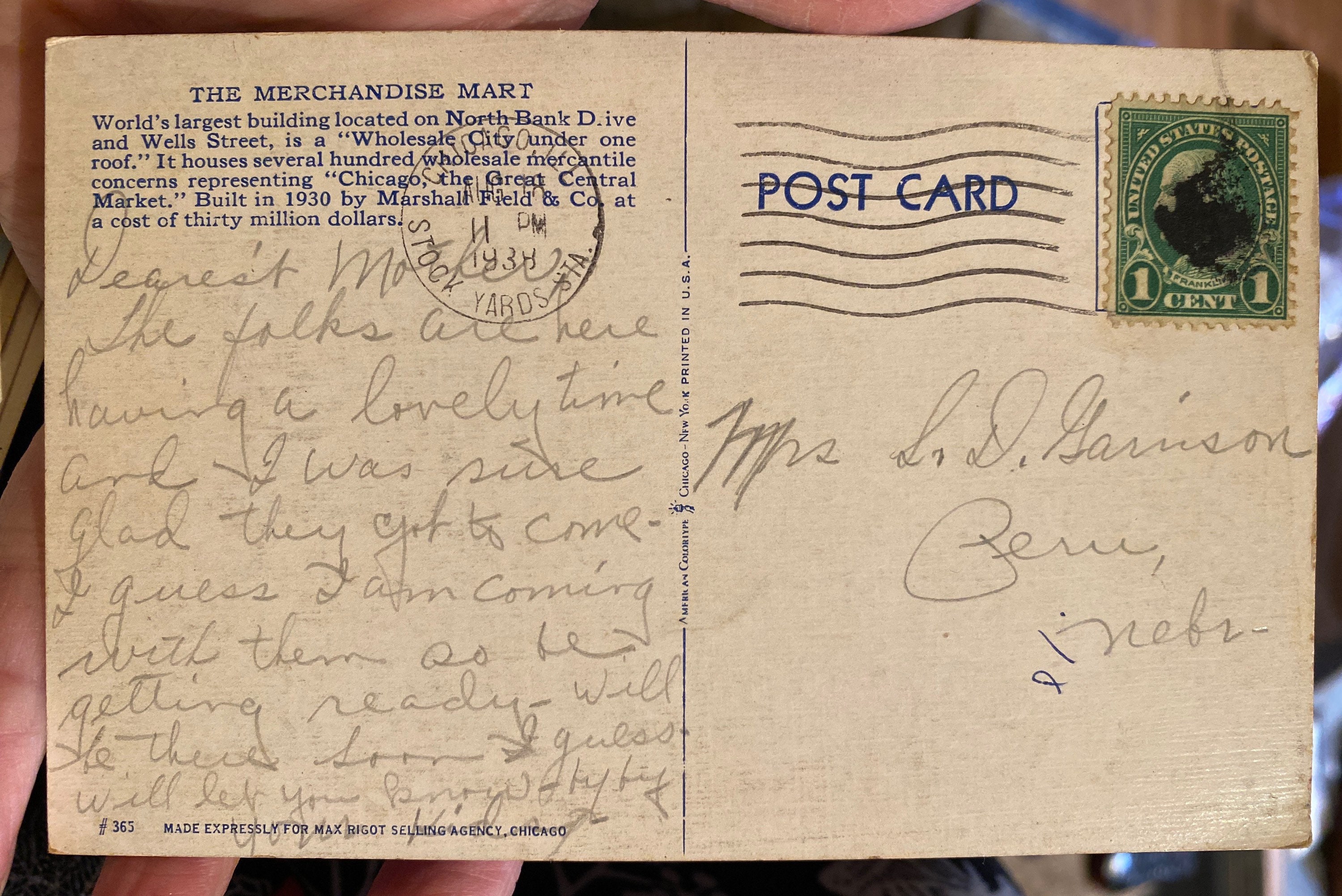 Beautiful Antique Linen Postcard the Merchandise Mart Etsy New Zealand