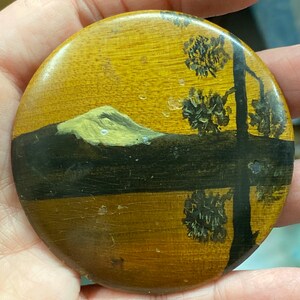 Really Cool 2-1/2” HandPainted Wooden of Mountain Mt Fuji Pin