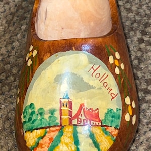 Beautiful Vintage Handcarved and  Handpainted Wooden Dutch Holland Shoe