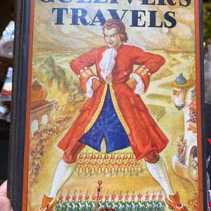 Hermosa antigüedad de la década de 1920 &quot;Los viajes de Gulliver a Lilliput y Brobdingnag&quot; por Jonathan Swift e ilustrado por RG Mossa