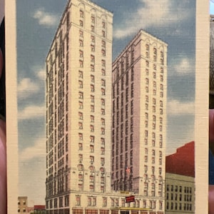 Schöne Antike Leinen Postkarte von Barlum Hotel in Detroit, Michigan