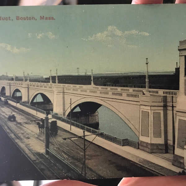 Gorgeous Antique Postcard of the Boston Aqueduct in Massachusetts