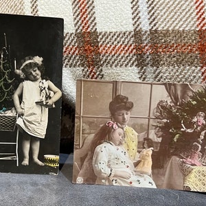 Schöne antike echte Fotografie von viktorianischen Weihnachten European 2 Postkarten