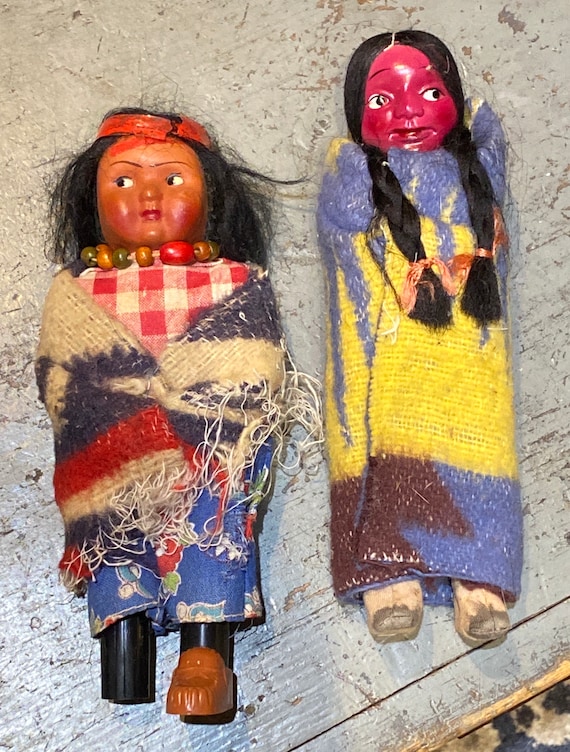Two Darling Antique Little Native American Indian Skookum - Etsy