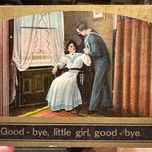 "Schöne antike Postkarte von Navy Man & Woman ""Good-Bye Little Girl, Good-Bye"" 1909 West Virginia."