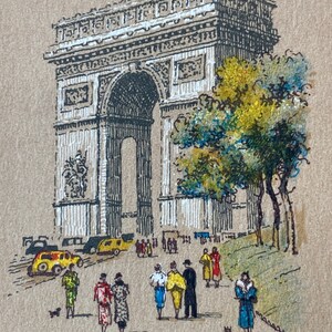 Lindo cartão postal antigo não utilizado da década de 1930 do francês L'Arc de Triumphe em Paris