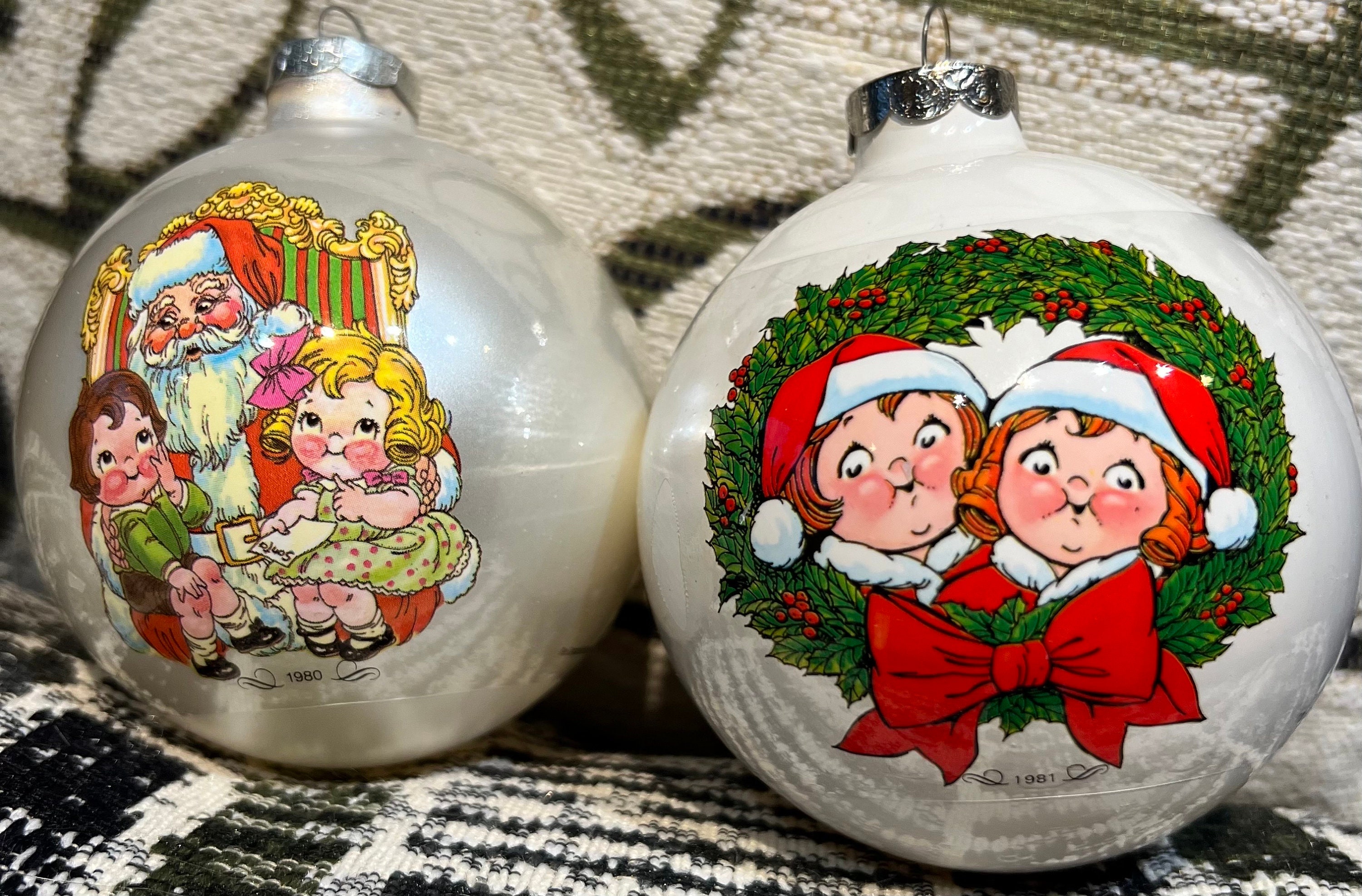 Darling Vintage 1980 & 1981 Glass Campbell Kids Christmas Ball
