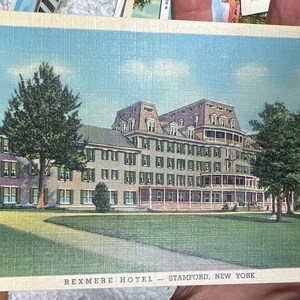 Belle carte postale en lin ancien de l’hôtel Rexmere à Stamford, New York