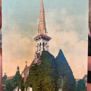 Carte postale colorisée antique de l’église St Luke à Tacoma, Washington