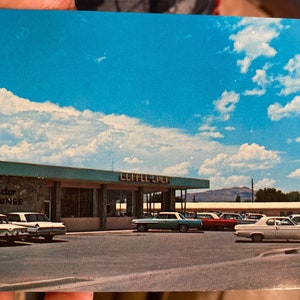 Schöne antike RPPC Postkarte von El Camino Restaurant, Lounge, Drive-Up Paket Schnaps in Socorro, New Mexico