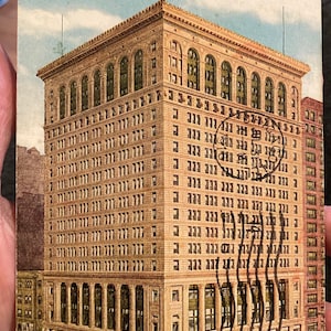 Carte postale antique belle de linge de banque nationale commerciale, bâtiment de banque à Chicago, Illinois