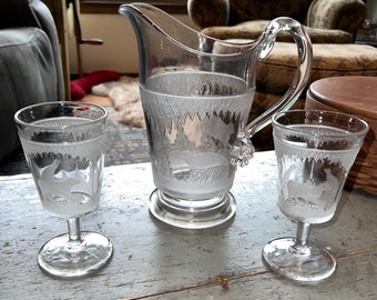RARE & Very Beautiful Antarctica Arctic Polar Bear and Seal EAPG Pressed Glass Crystal Glass Company Antique Victorian c 1880