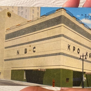 Lindo cartão postal de linho antigo da NBC Radio City em São Francisco, Califórnia