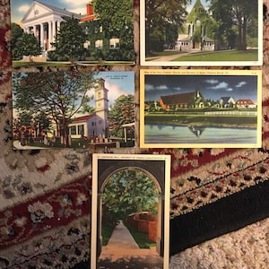 5 lindos cartões postais de linho antigos da Virgínia: Richmond, Virginia Beach, Fredericksburg, Charlottesville, Universidade da Virgínia