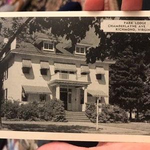 Fantastique carte postale RPPC Real Photo de Park Lodge sur Chamberlayne Ave à Richmond, Virginie