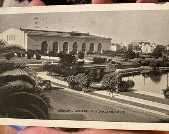 Beautiful Antique RPPC Real Photo Postcard of Municipal Auditorium in Oakland, California 1941