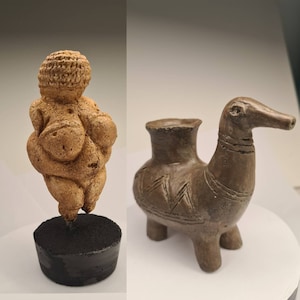 Venus of Willendorf and Animal shaped Vase