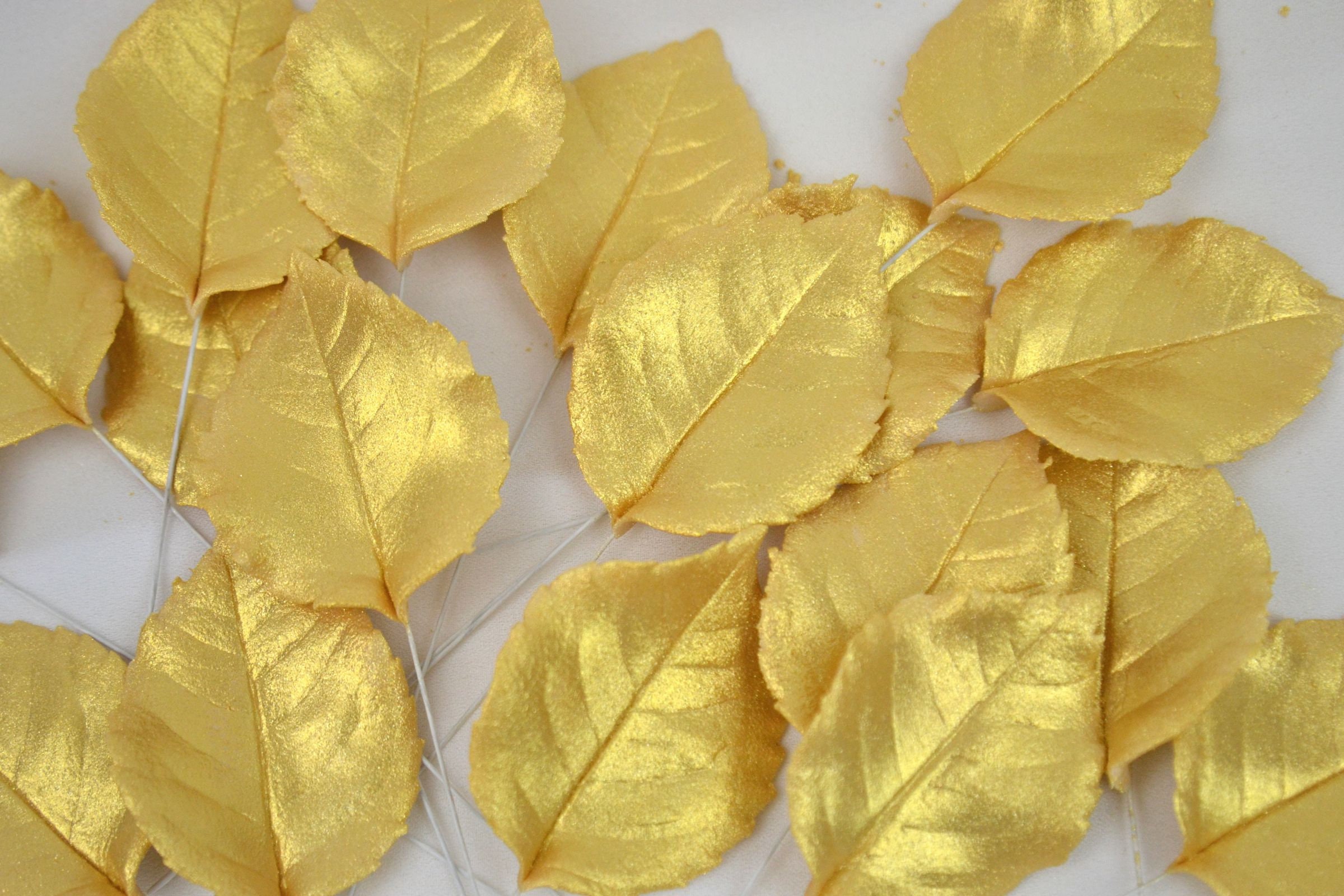 Foliage Rose Gold Leaves 5 Twigs Sugar Paste Handmade Cake Etsy UK