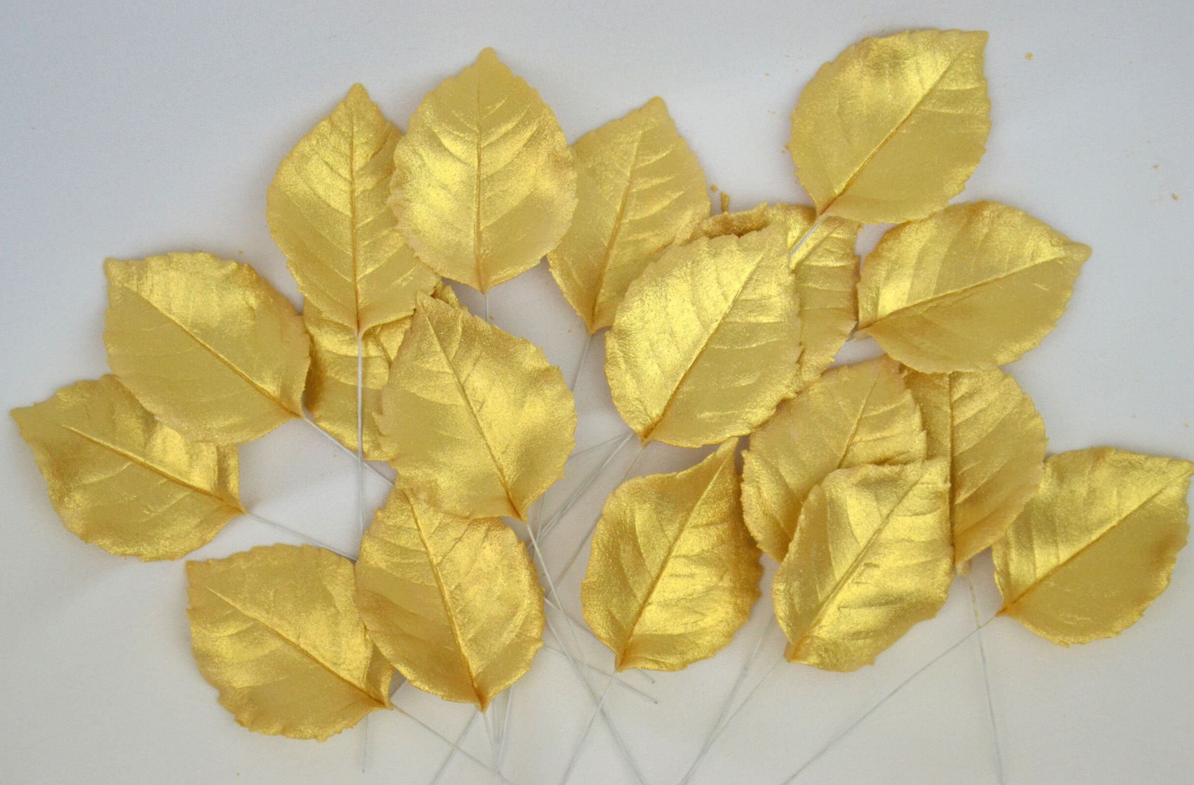 Foliage Rose Gold Leaves 5 Twigs Sugar Paste Handmade Cake Etsy UK