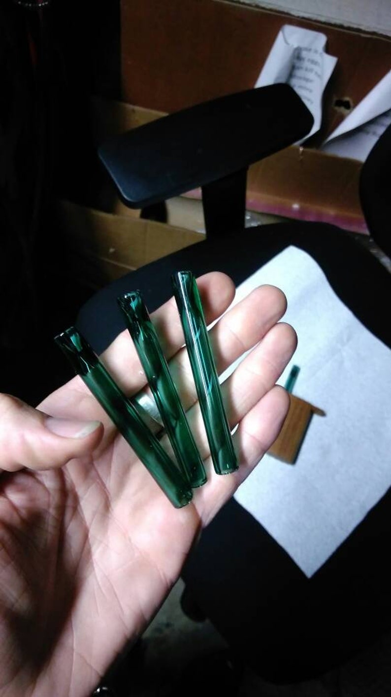 Teal glass one hitter for your hitter box / dugout box please read description image 3