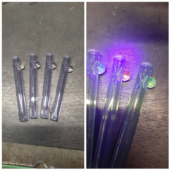 Translucent purple glass one hitter with choice of color UV dot (please read description)