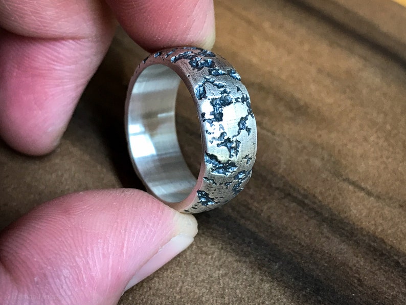 Corrosion Distressed and Oxidized Sterling Silver Dome Ring