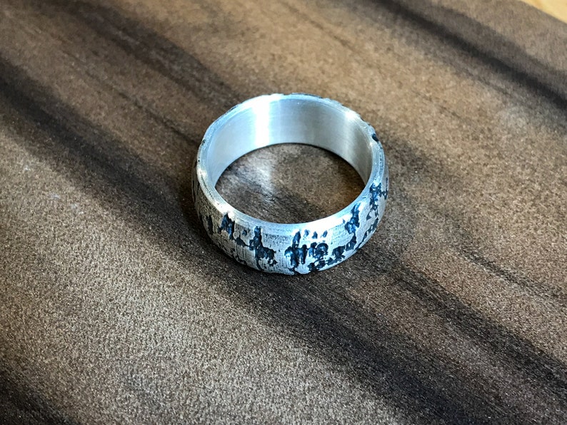 Corrosion Distressed and Oxidized Sterling Silver Dome Ring