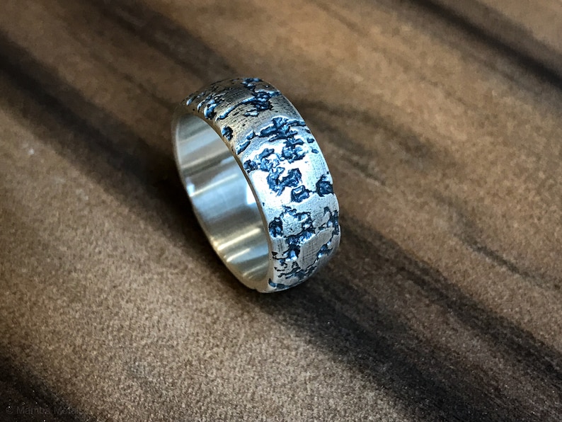 Corrosion Distressed and Oxidized Sterling Silver Dome Ring