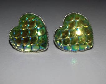 Dragon scales heart earrings