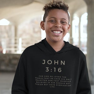 John 3:16 Kids Hoodie, Pullover Hoodie, Christian Hoodie, White Hoodie, Trendy Hoodie, Womens Hoodie, Christian Sweatshirt