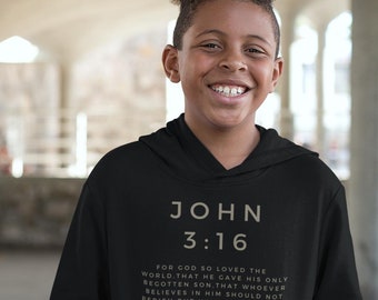 John 3:16 Kids Hoodie, Pullover Hoodie, Christian Hoodie, White Hoodie, Trendy Hoodie, Womens Hoodie, Christian Sweatshirt