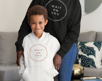 Kids 'Wait On You' Christian Hoodie: Youth Cotton-Blend Sweatshirt