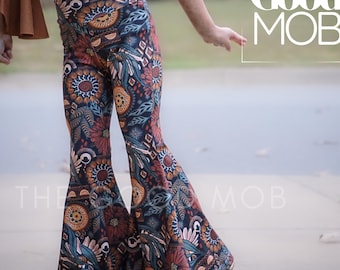 Toddler Girl Bell Bottoms: 70s Floral Boho Flare Pants