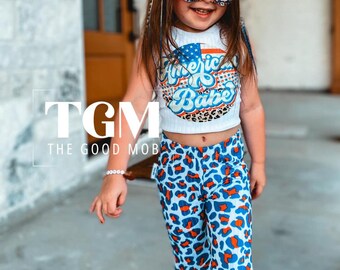 American Babe Halter Top & Bell Bottoms Set: 70s RWB Outfit