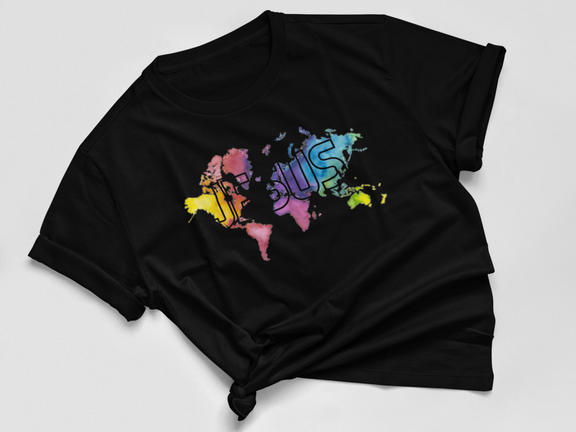 Jesus Map T-shirt Trendy Christian 