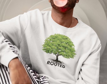 Rooted Tree Christian Sweatshirt: Fleece Crew Neck