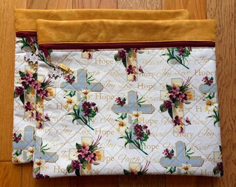 Bolsa acolchada para proyecto de punto de cruz Faith & Family