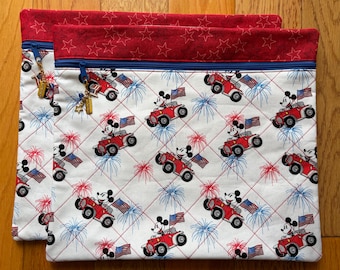 Bolsa protectora acolchada para proyectos de punto de cruz con diseño de ratón