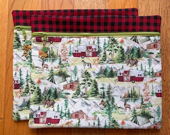 Bolsa para proyecto de punto de cruz acolchada Camp Ground